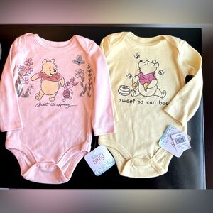 Disney Baby 2 Piece Winnie the Pooh Long Sleeve Snap Onesie 9 Months